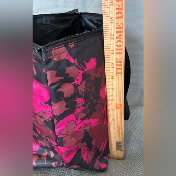 Henri Bendel New York Pink & Black Floral Pattern Nylon Tote w/Shoulder Straps - Picture 11 of 12